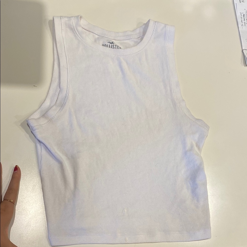 Hollister White Tank Top Minimalist Cotton Blend